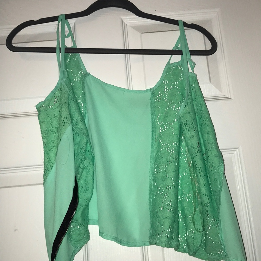 Green zipper tank top